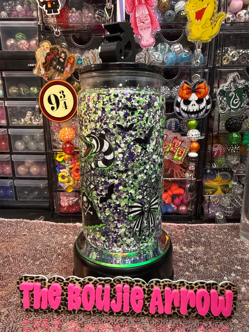 Acrylic Tumblers 16oz glitter Halloween design