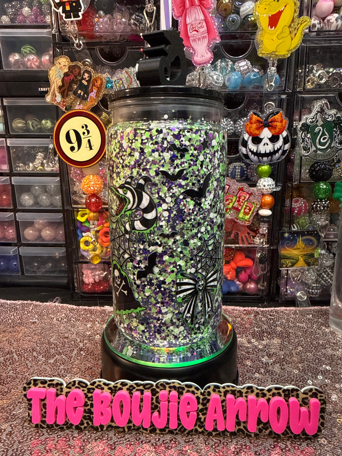 Acrylic Tumblers 16oz glitter Halloween design